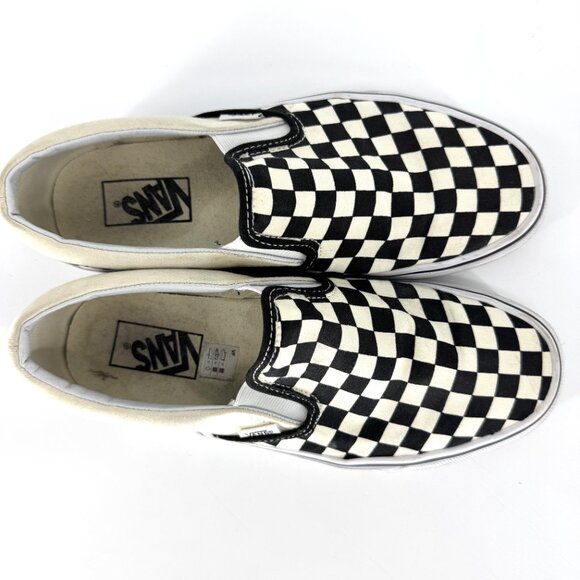 Vans Classic Checkerboard Slip On Shoes Black Natural Size Men's 7.5 Women's 9 - Picture 6 of 9